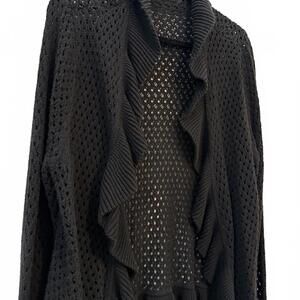 Black Y2K Ruffled Cardigan